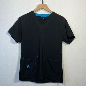Carhartt Black and light blue women’s small scrub top shirt